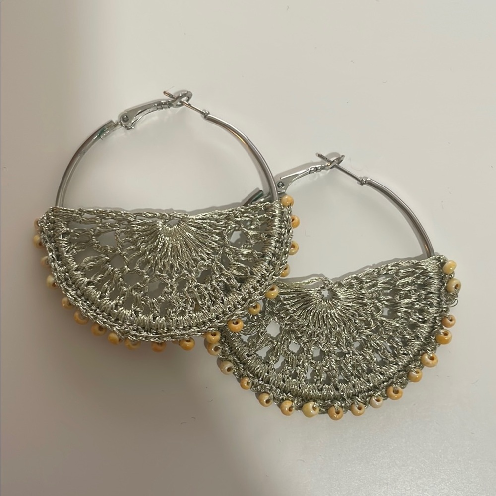 Elegant Gold Hoop Earrings Yellow Beads